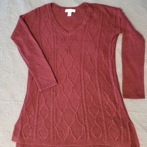Long Sleeve Knitted Sweater: Motherhood Maternity Size S, Maroon